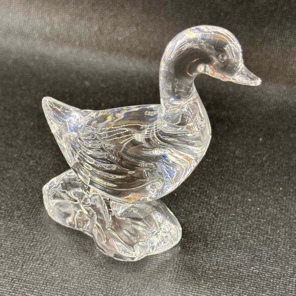 Vintage Waterford Crystal Goose Duck On Rock Figurine 4" Retired - Picture 3 of 8